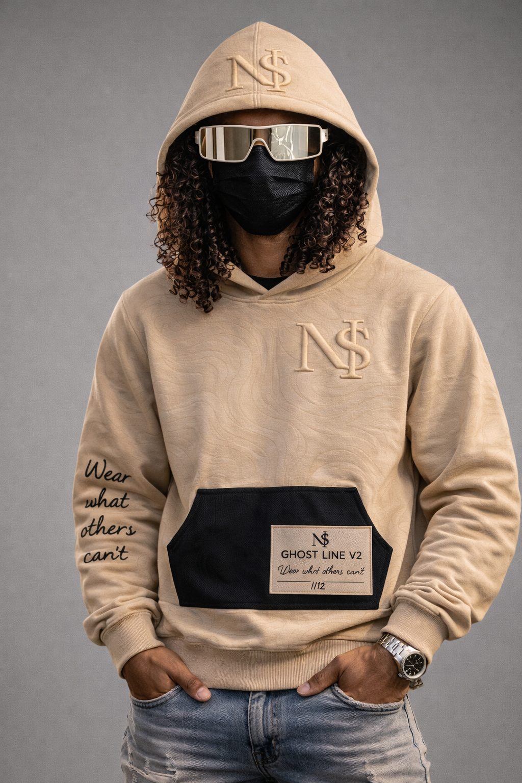NSI Ghost Line V2 Hoodie — Only 12 Made (Numbered 1–12) — Sand Obsidian