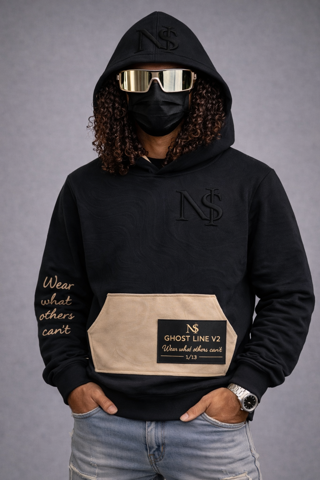 NSI Ghost Line V2 Hoodie — Only 13 Made (Numbered 1–13) — Obsidian Sand