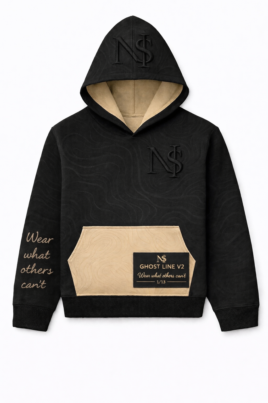 NSI Ghost Line V2 Hoodie — Only 13 Made (Numbered 1–13) — Obsidian Sand